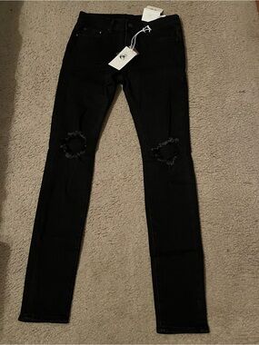 Brand New MNML Black Ripped Skinny Jeans